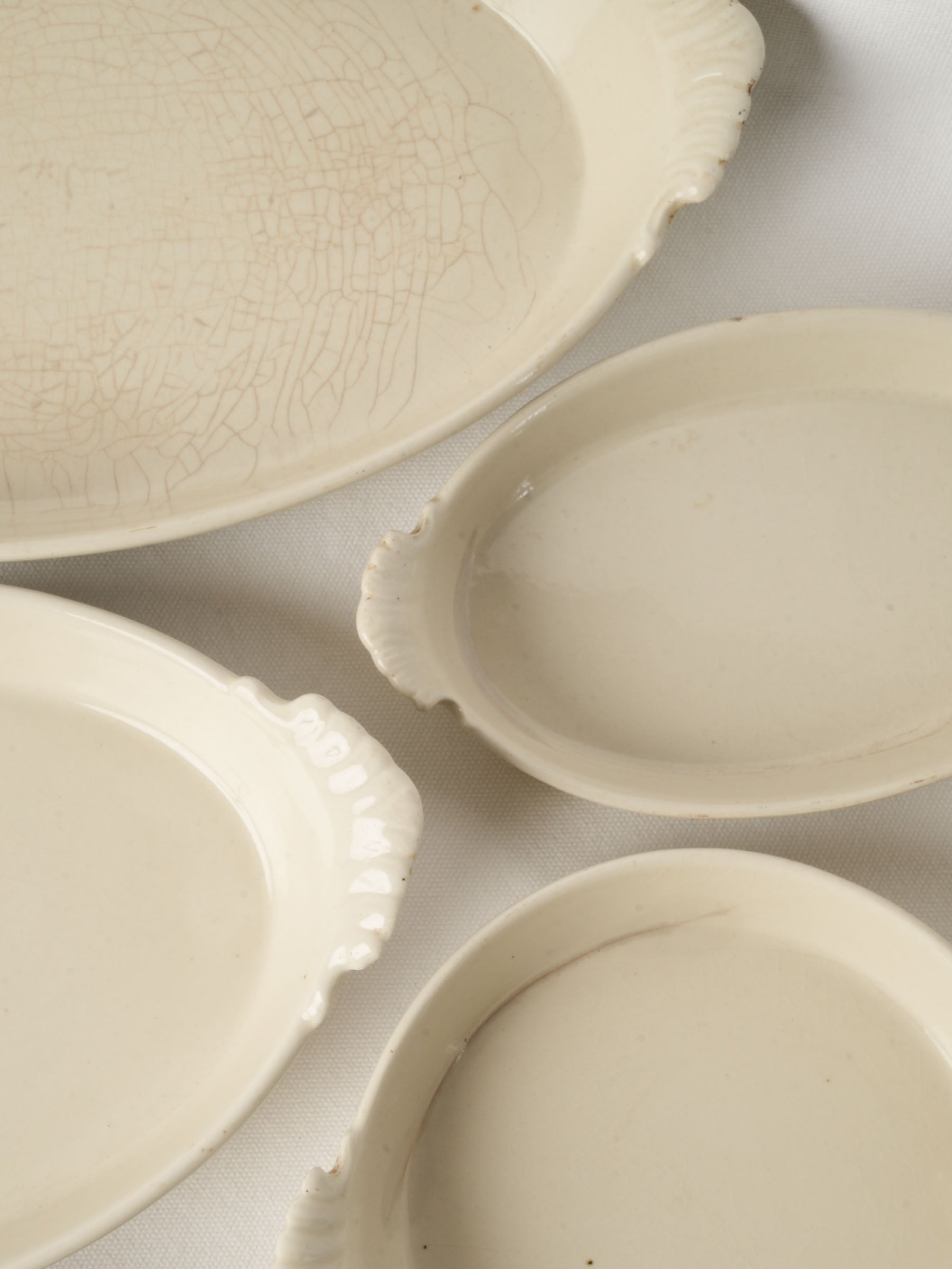 Set of Eight Antique French Porcelain Baking and Serving Dishes