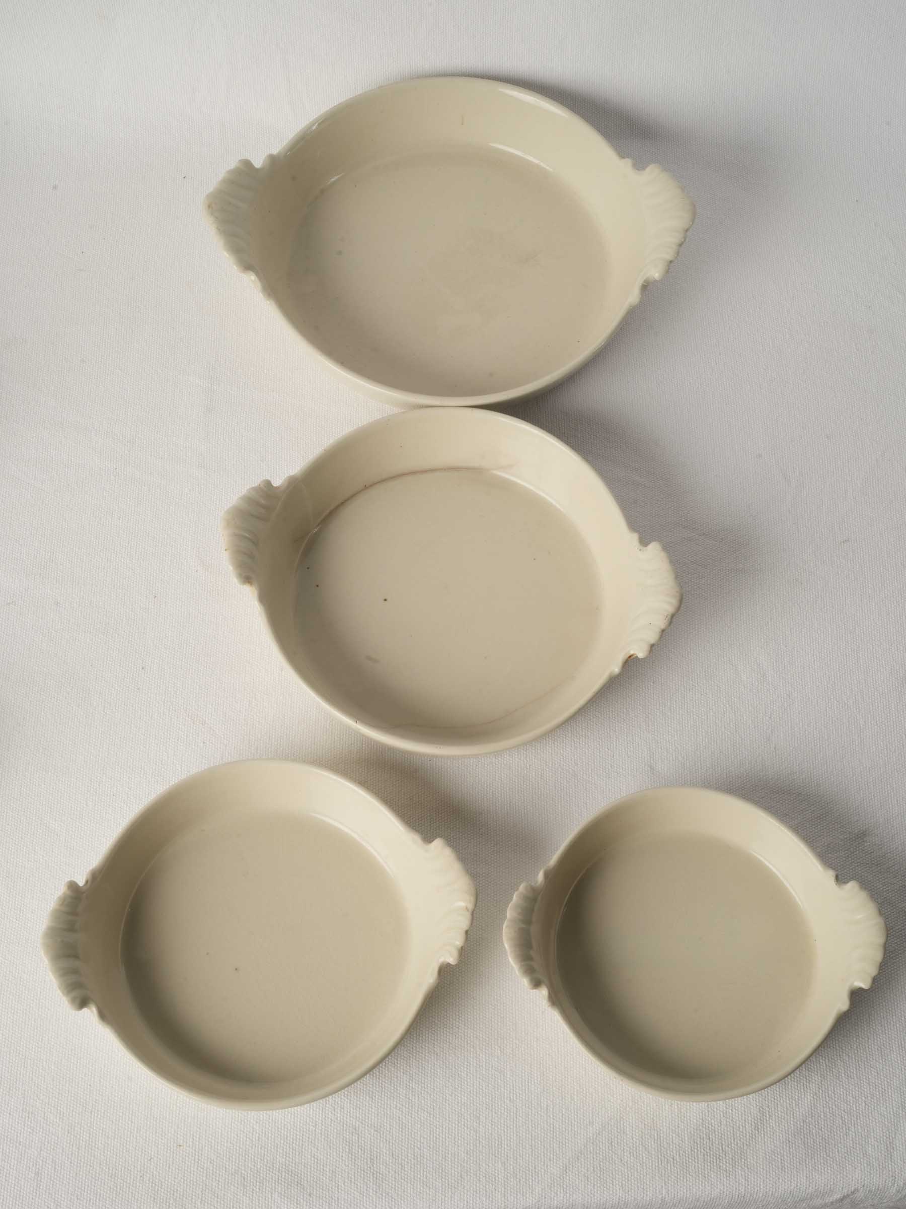 Set of Eight Antique French Porcelain Baking and Serving Dishes