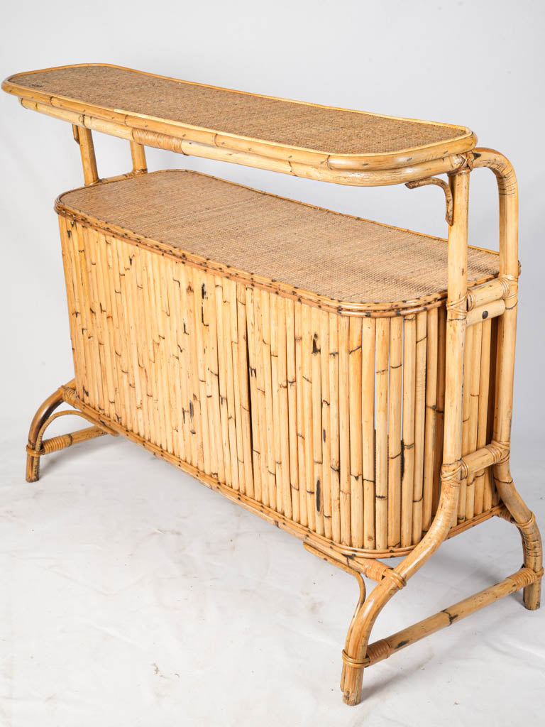 Aged rattan and bamboo bar  