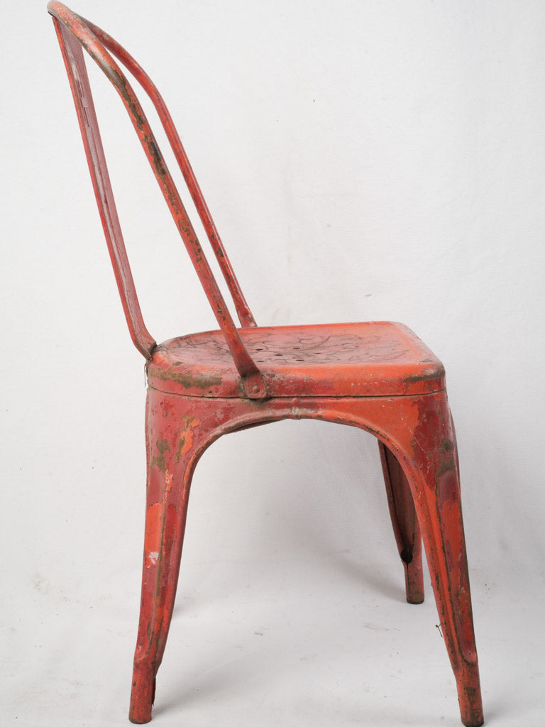 Set of Four Mid-Century French Tolix Metal Chairs in Original Brick-R