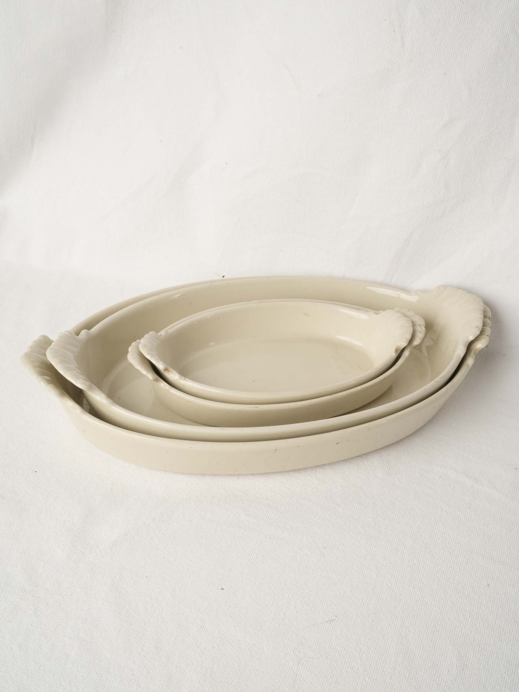 Set of Eight Antique French Porcelain Baking and Serving Dishes