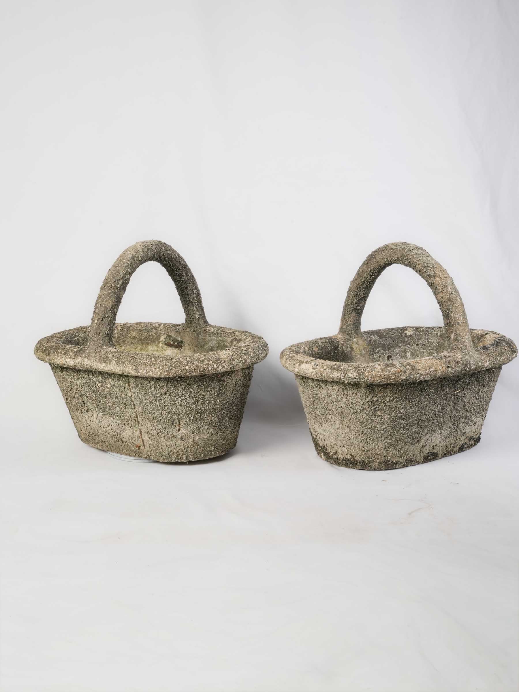 Weathered French concrete garden planters  