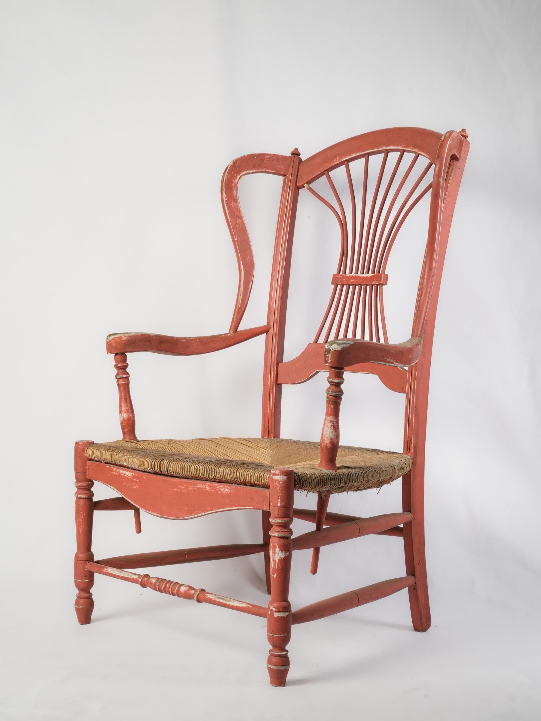 Vintage Provençal Armchair with Rush Seat  