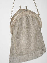 Elegant antique French silver mesh purse