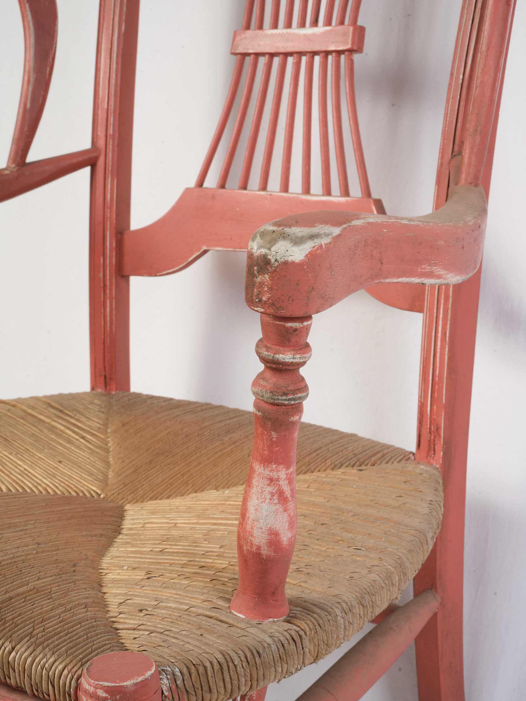 Textured Woven Rush Seat Chair  