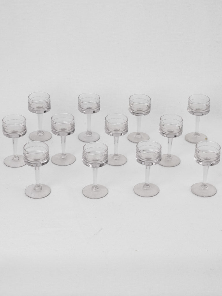 12 long stem aperitif glasses - 1930s French bistro 4¾"
