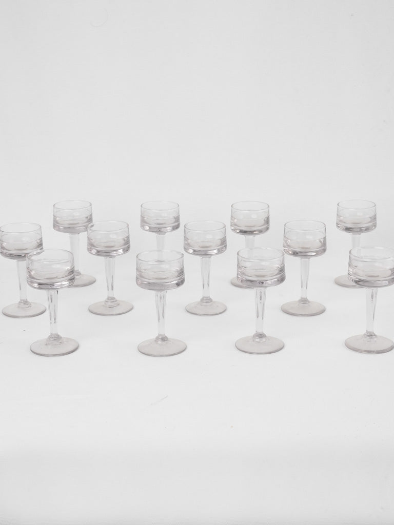 12 long stem aperitif glasses - 1930s French bistro 4¾"