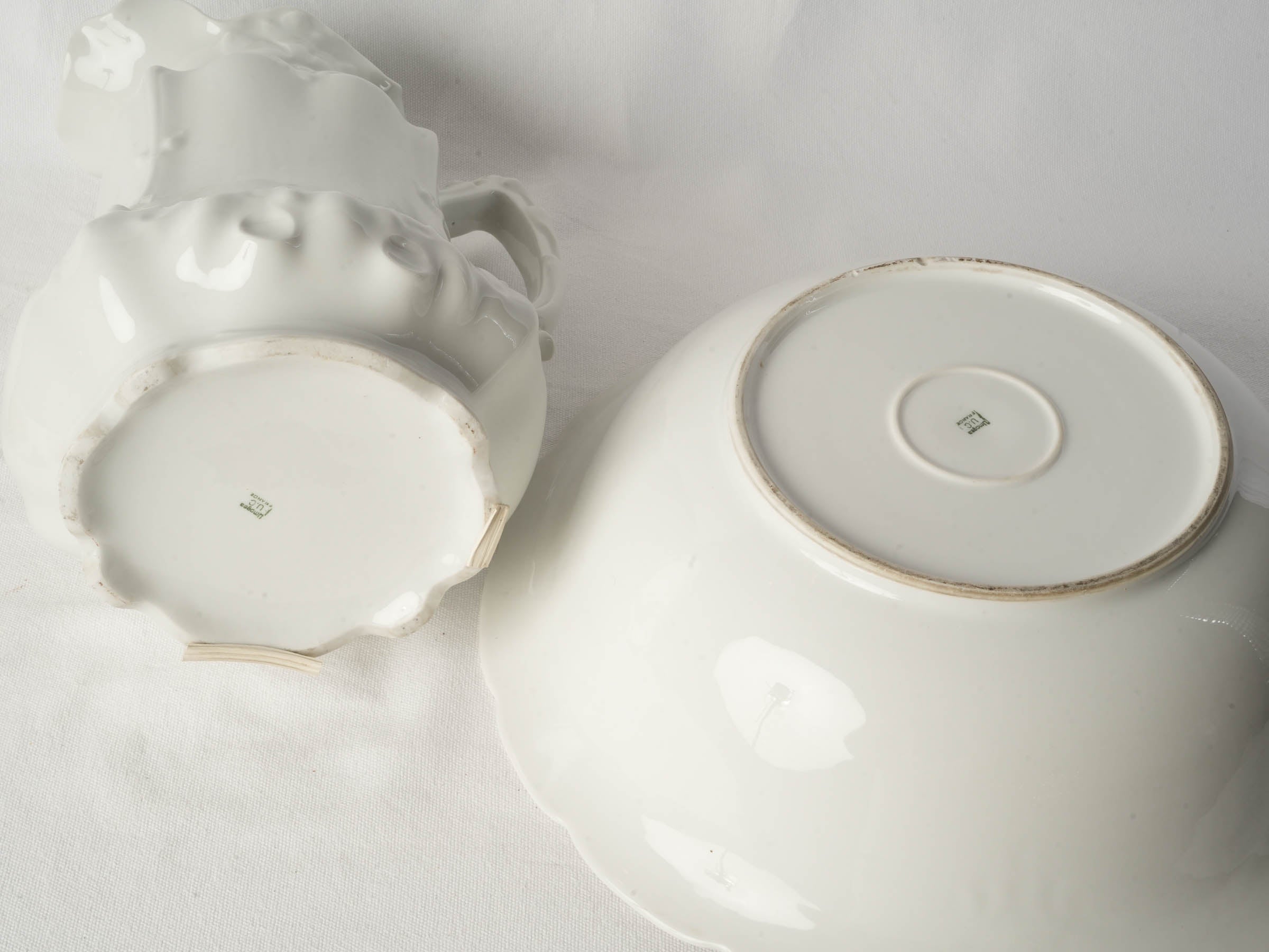 Large Limoges Porcelain Wash Pitcher and Basin, Early 20th Century - 14¼"