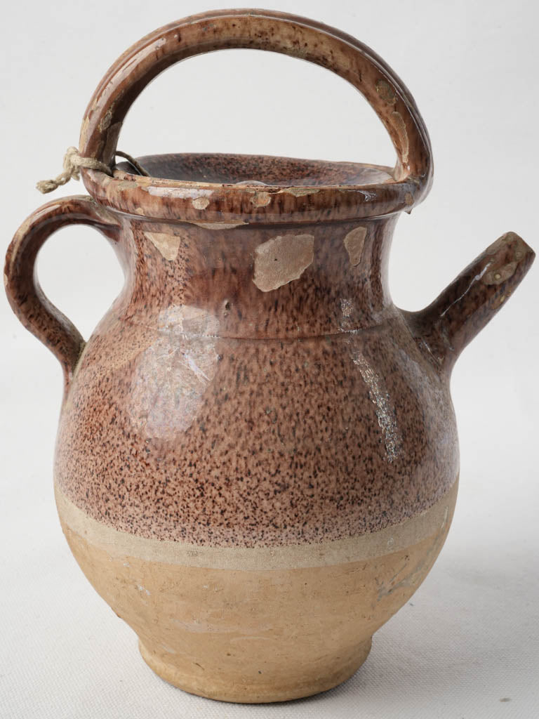 19th-century lidded pink-brown vessel   