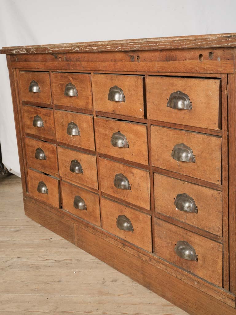 1930s French Oak Shop Drawer Cabinet - 56"