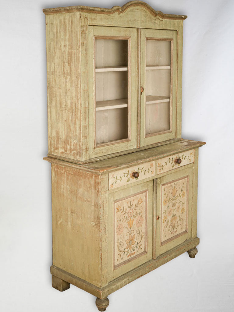 Antique Painted Country Dresser w/ Glass Cabinet - 74¾"