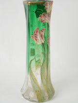 Hand-Painted Iris Glass Vase