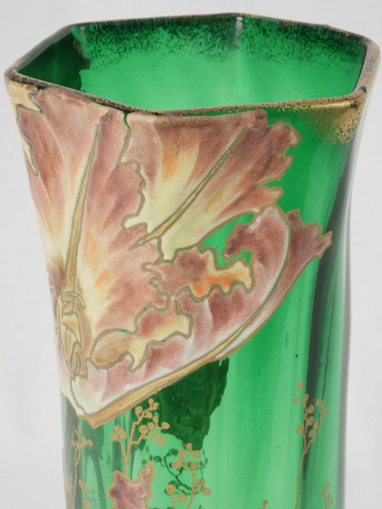 Gilded Art Nouveau Glass Vase