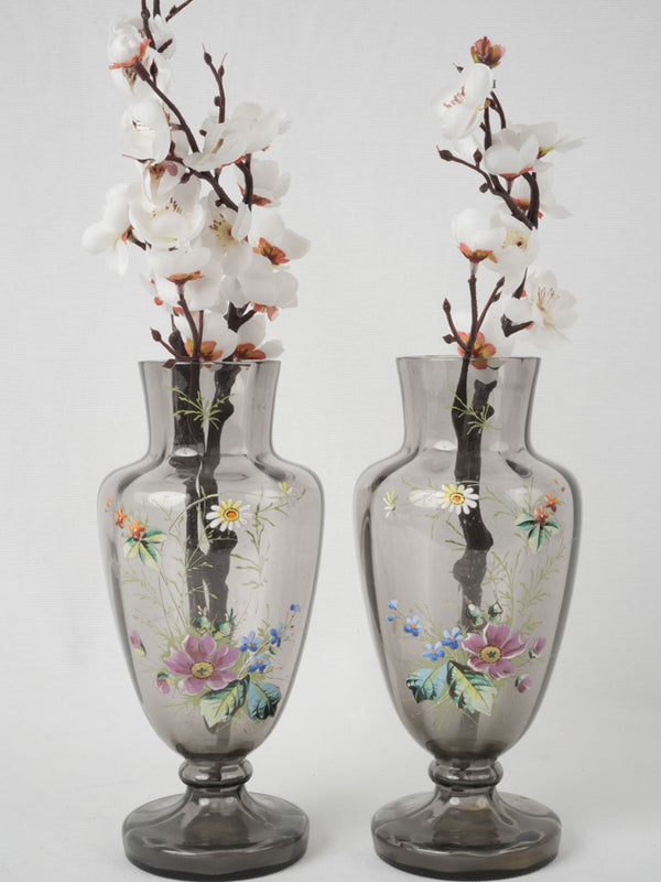 Grey, 19th-century, hand-glazed vases