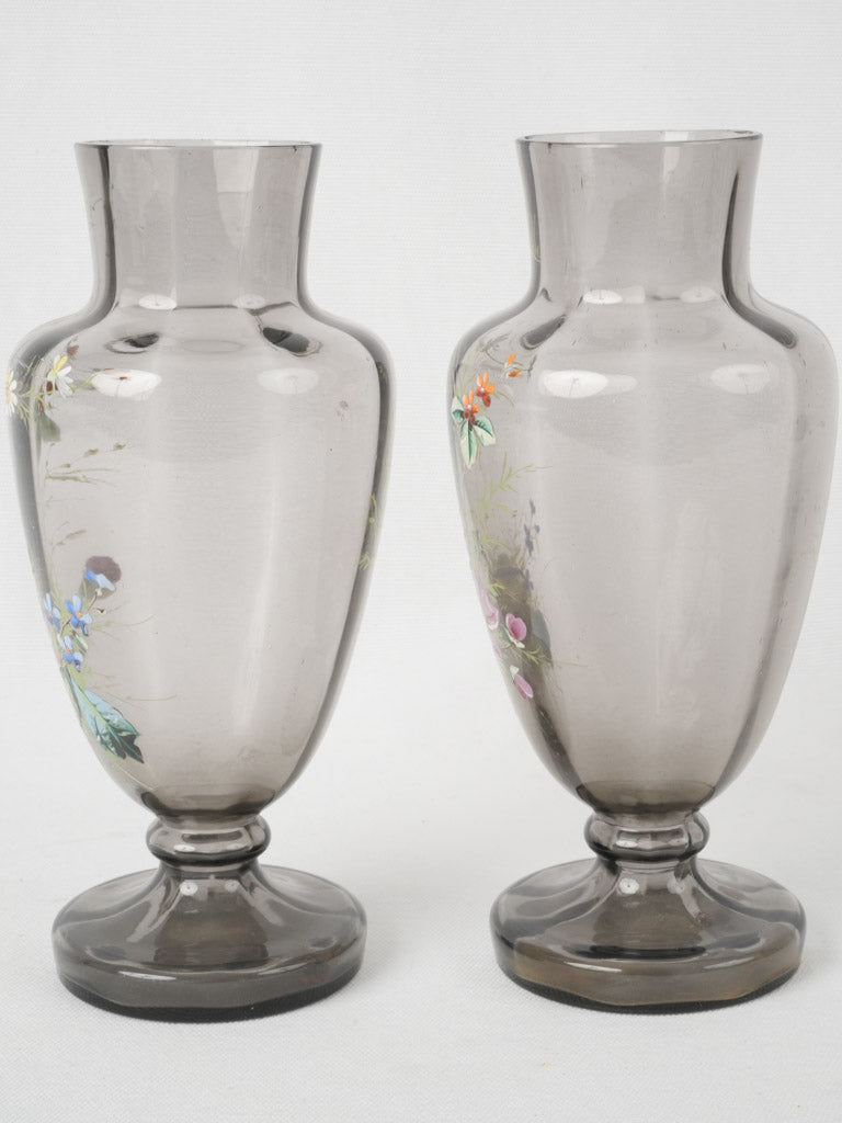 Elegant, vintage, French blown glass vases