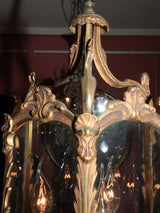 Aged gilded bronze glass lantern