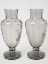 Masterfully painted, French vintage glass vases
