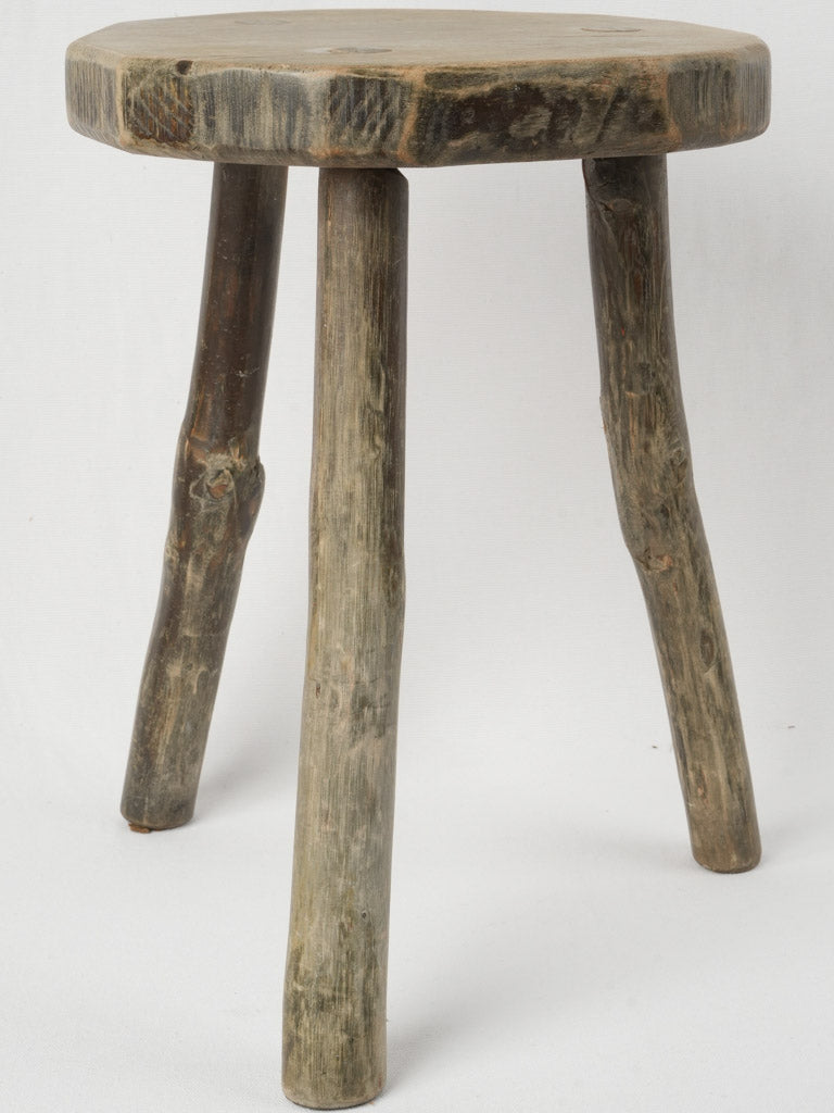 Vintage French wooden farm stool