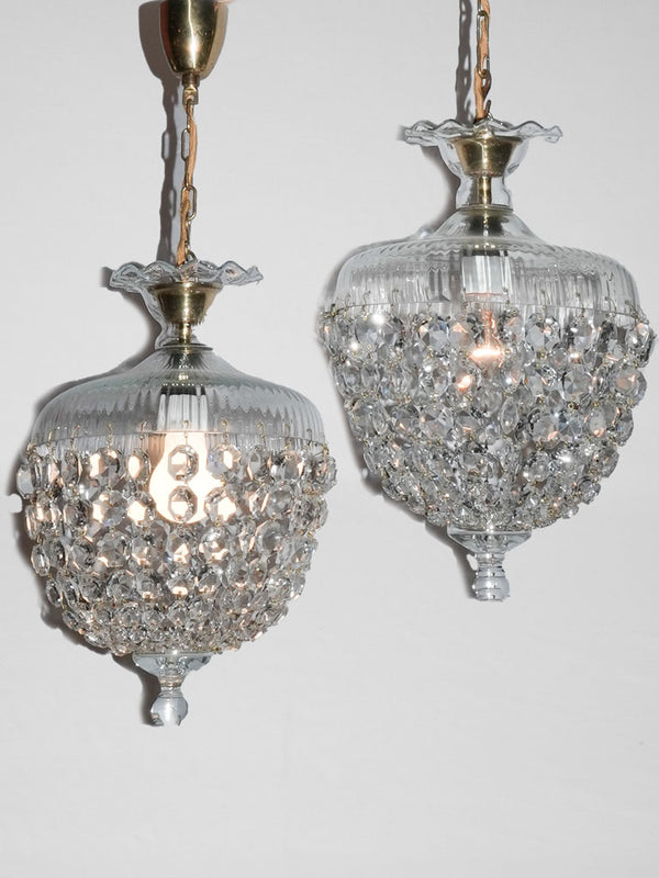 Mid-century French pair of basket chandeliers 25½" x 10¾"