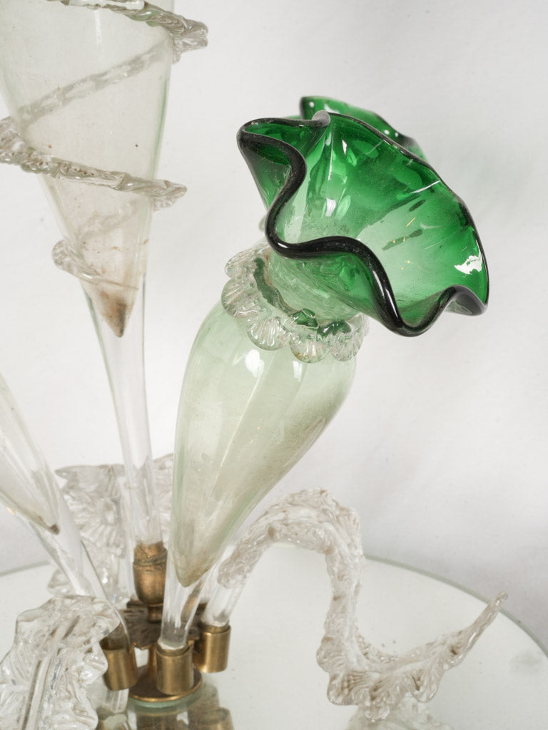 Early 1900s Italian Murano Glass Epergne w/ Mirrored Base - 17"