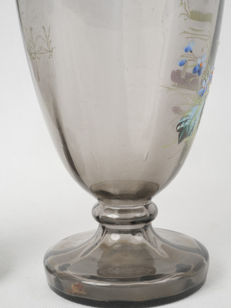 Hand-glazed, 19th-century French glass vases