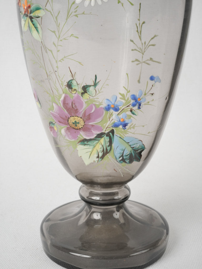 Exquisite, vintage, grey floral glass vases