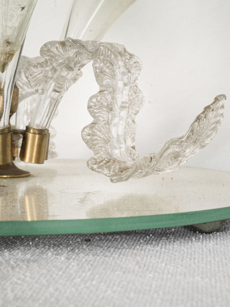 Early 1900s Italian Murano Glass Epergne w/ Mirrored Base - 17"