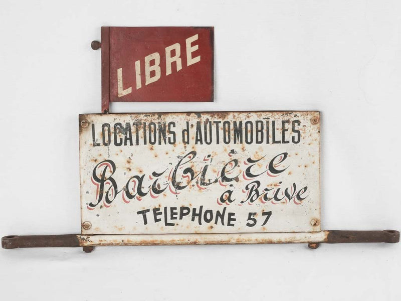 Car rental sign 1950s - Locations d'automobiles 14¼" x 14½"