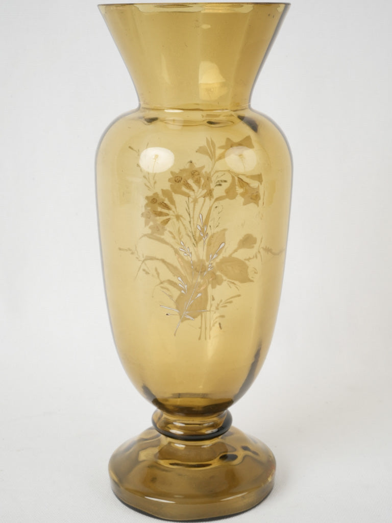 Vintage honey-colored glass vase, France