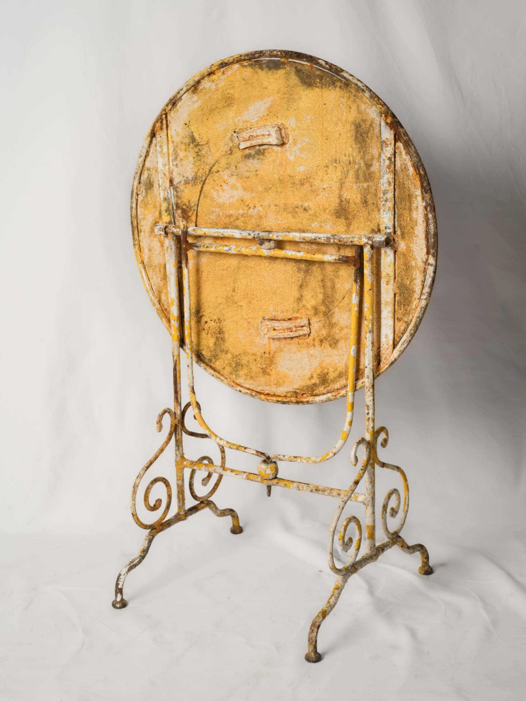 Distressed bright yellow folding table  
