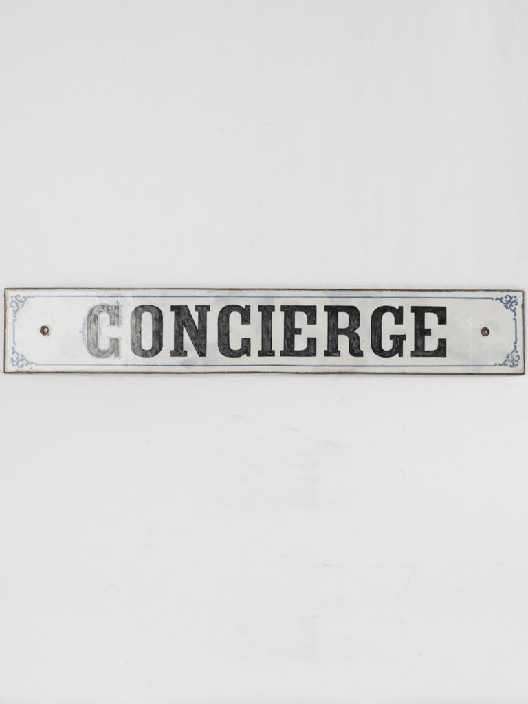 Antique Parisian enamel Concierge sign