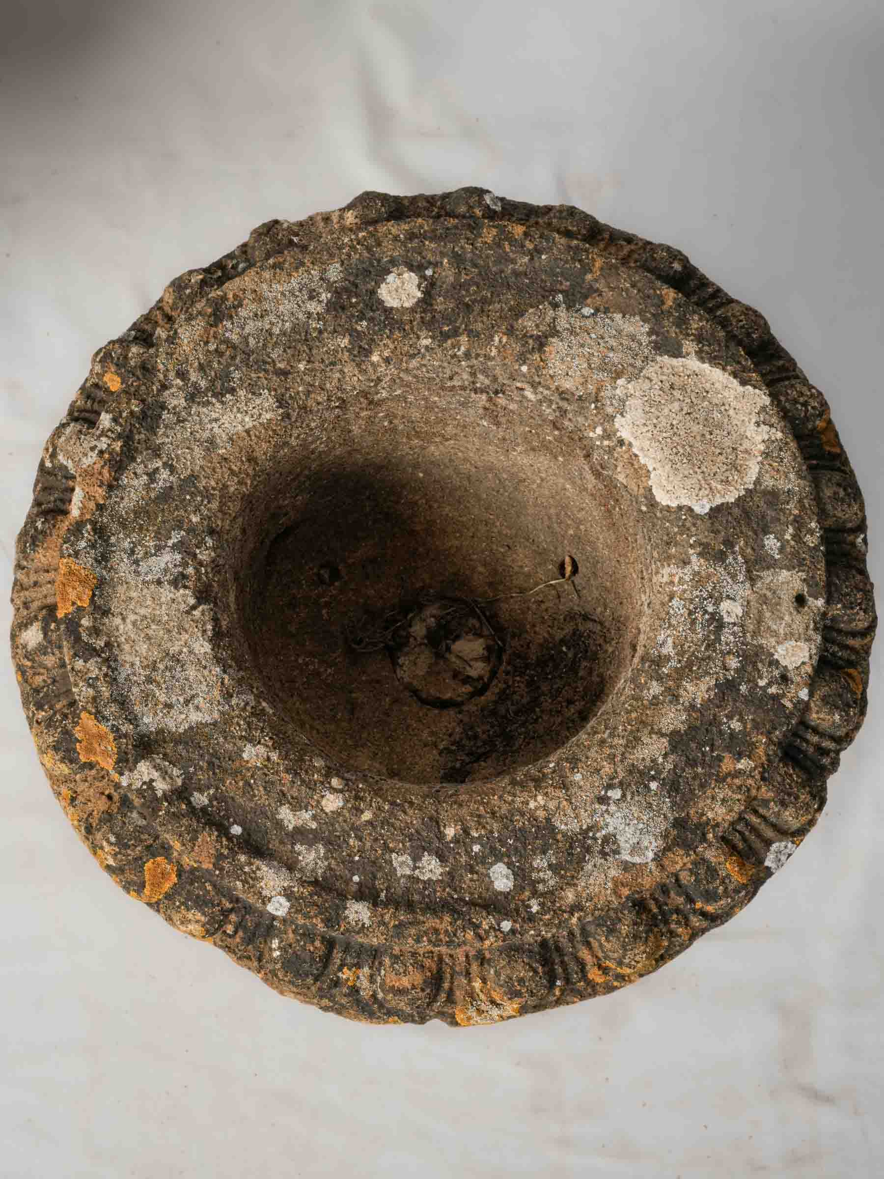 Sculptural Gadrooned Stone Urns  