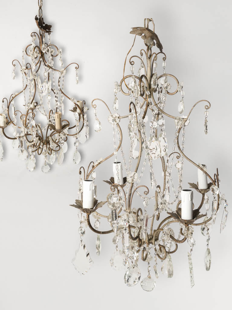 Pair of Handsome Small Mid-Century Italian Cage Chandeliers - 31½"