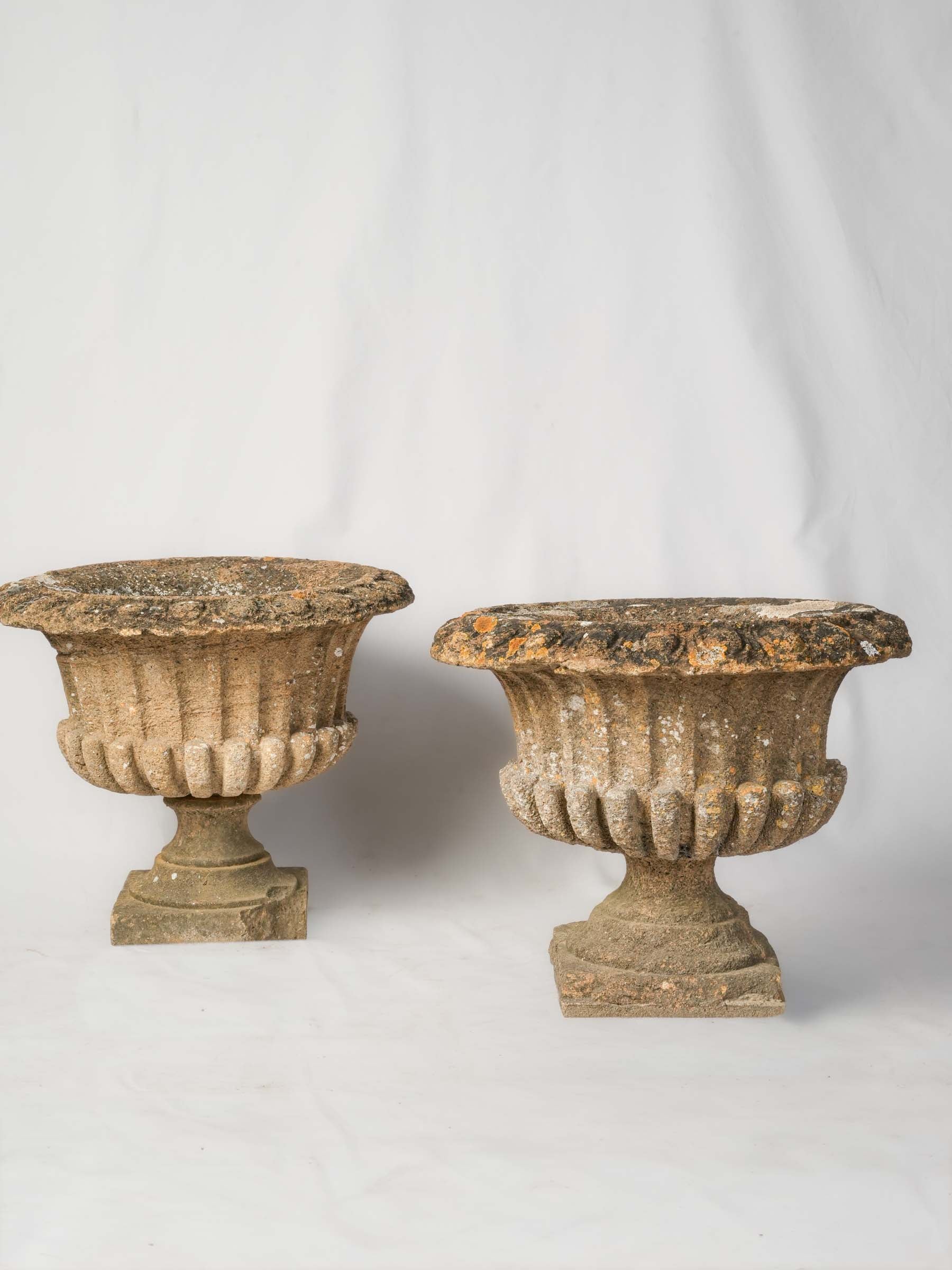 Aged Patina Stone Garden Urns  