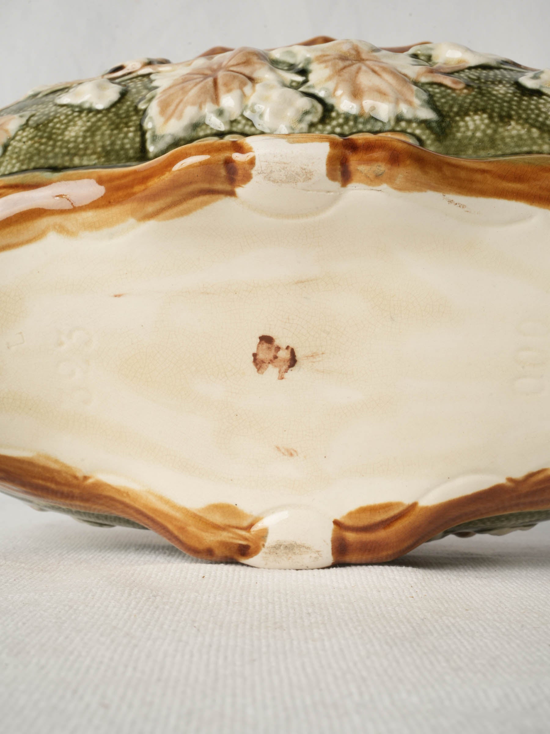 Small Art Nouveau Majolica Jardinière with Mascaron Handles, Circa 1900 - 5" x 12½"