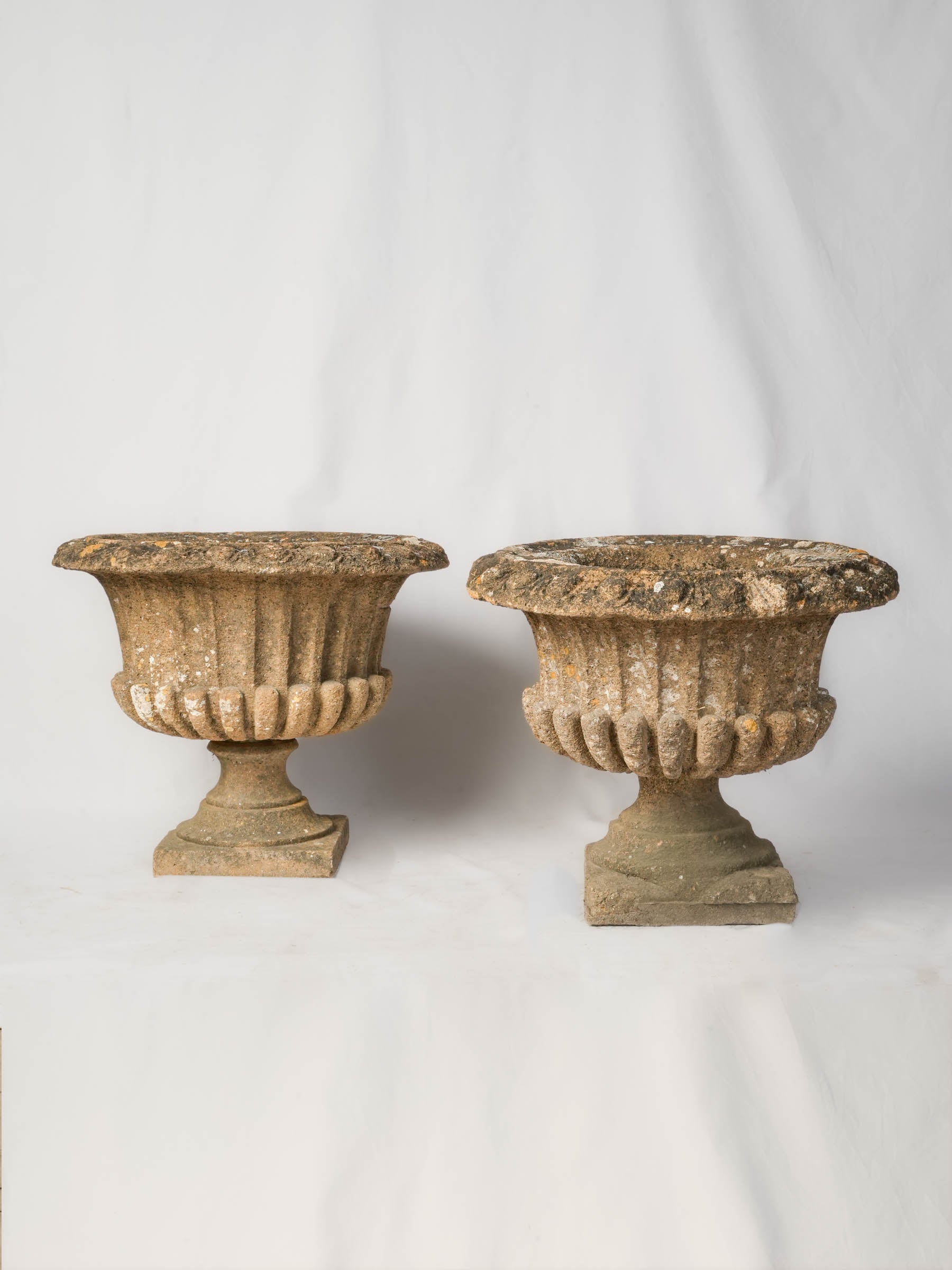 Weathered Stone Decorative Garden Urns  