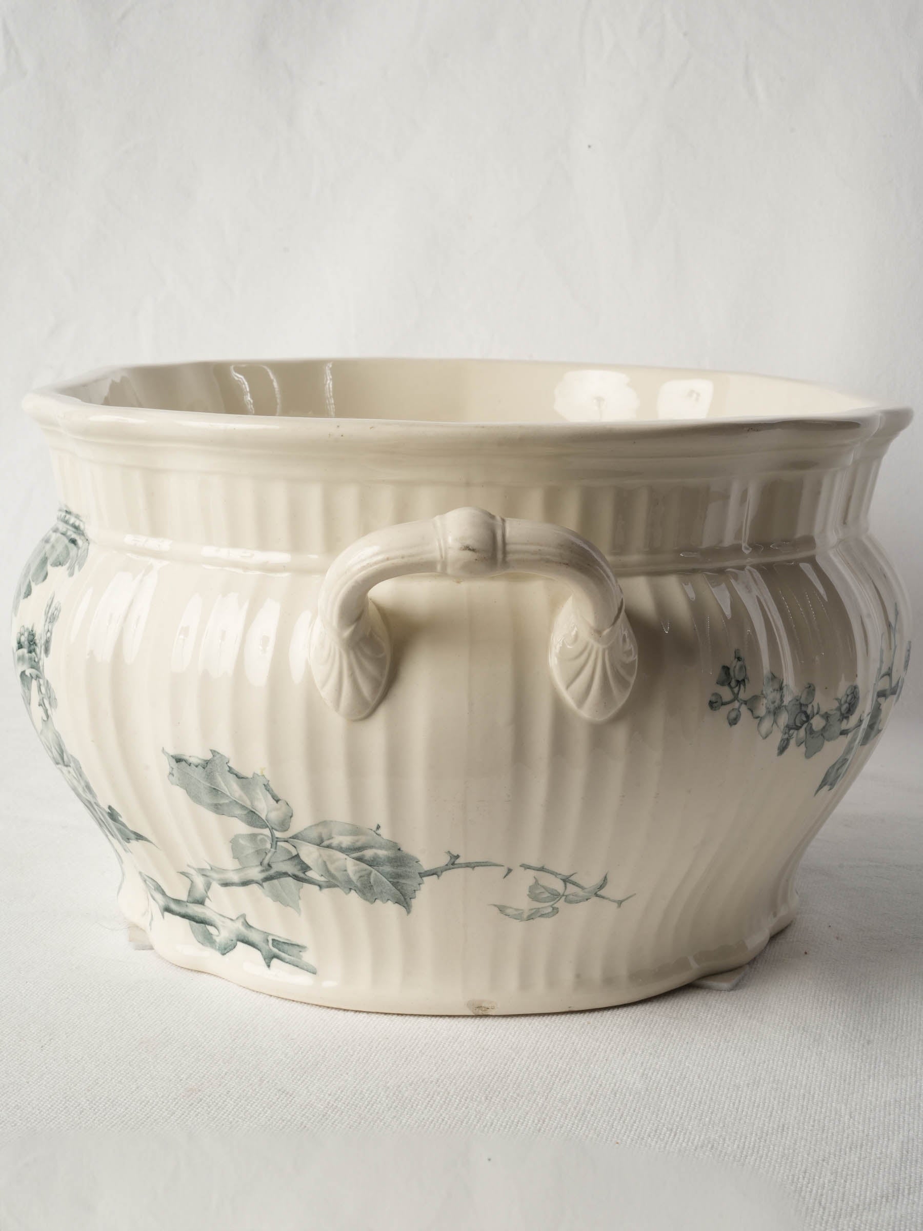 Antique English Ironstone Foot Bath w/ Naturalistic Bird-and-Bramble Motif - 20½"