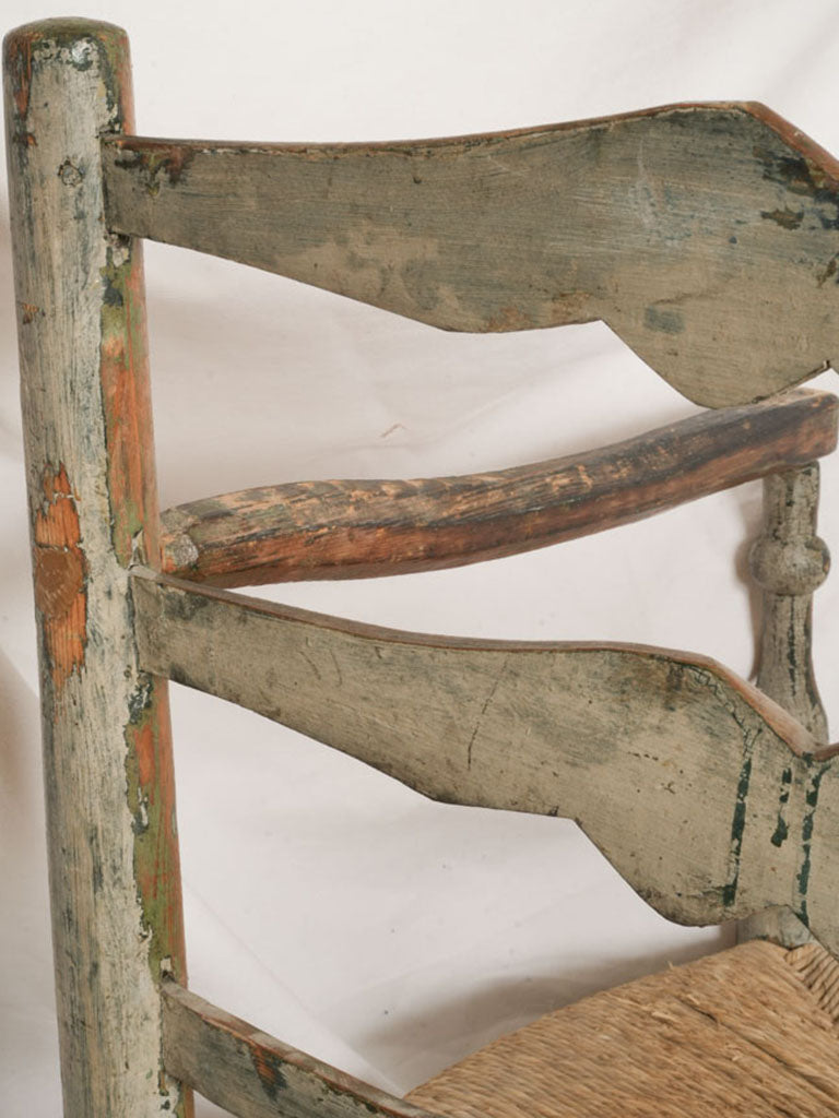 19th Century Ladderback Rush Seat Bench From Provence