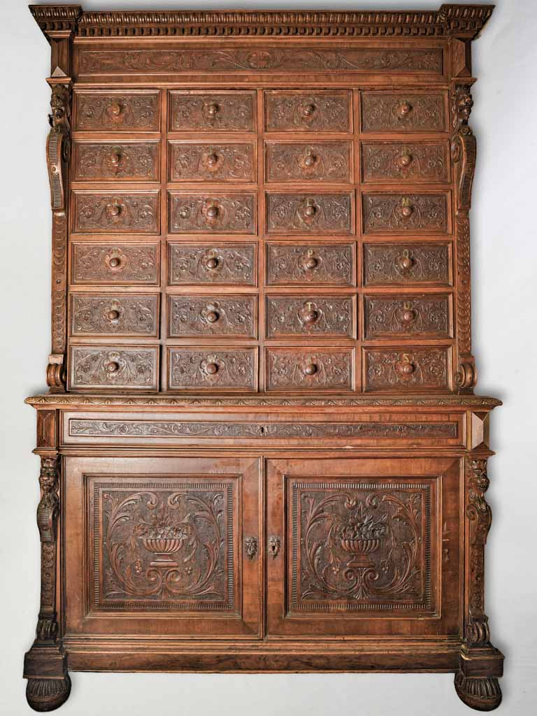 Striking Late 19th Century Italian Carved Sorting Cabinet - 82¾"
