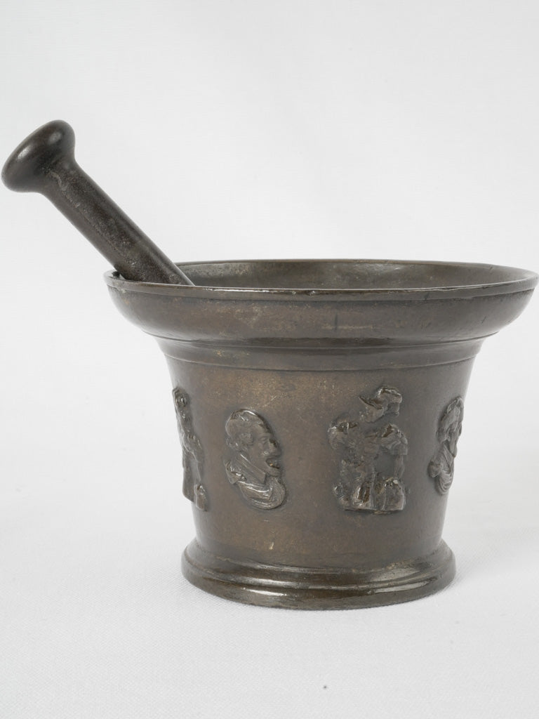 Antique bronze mortar & pestle set