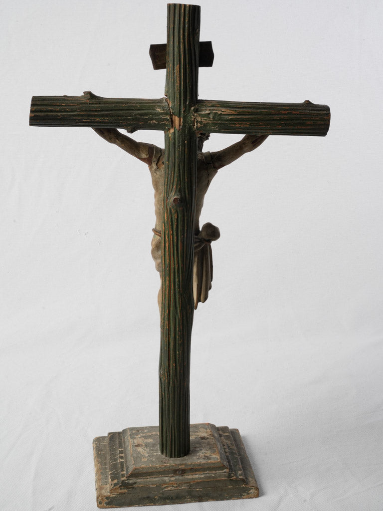 Captivating polychrome wooden crucifix  