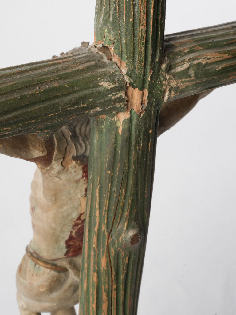 Artisanal polychrome wooden crucifix  