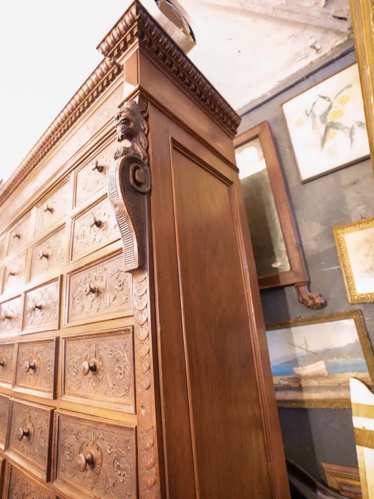 Striking Late 19th Century Italian Carved Sorting Cabinet - 82¾"