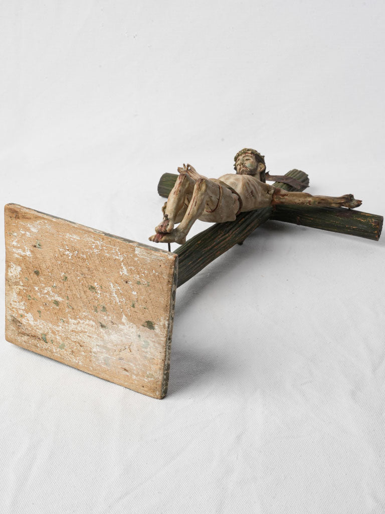 Charming worn Spanish polychrome crucifix  