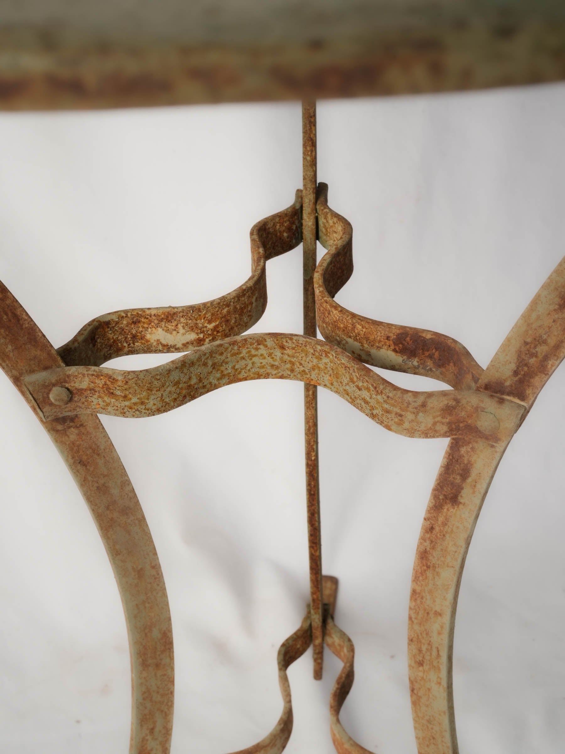 Authentic oxidized patina iron table