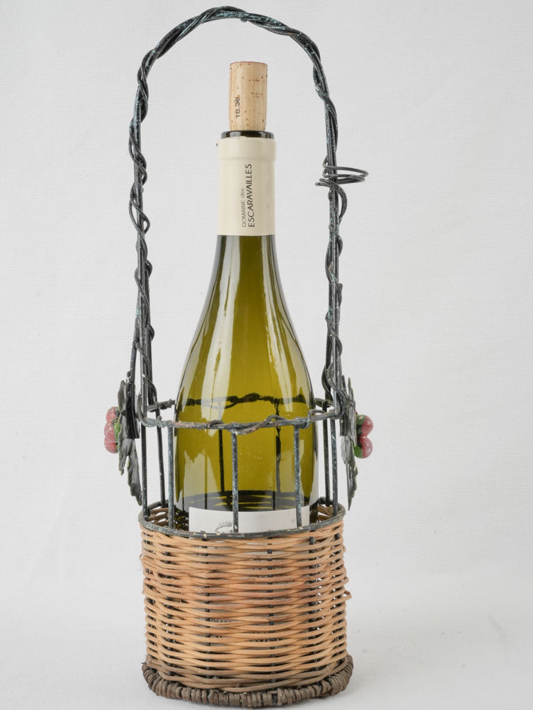 Charming French cherry-themed wire basket