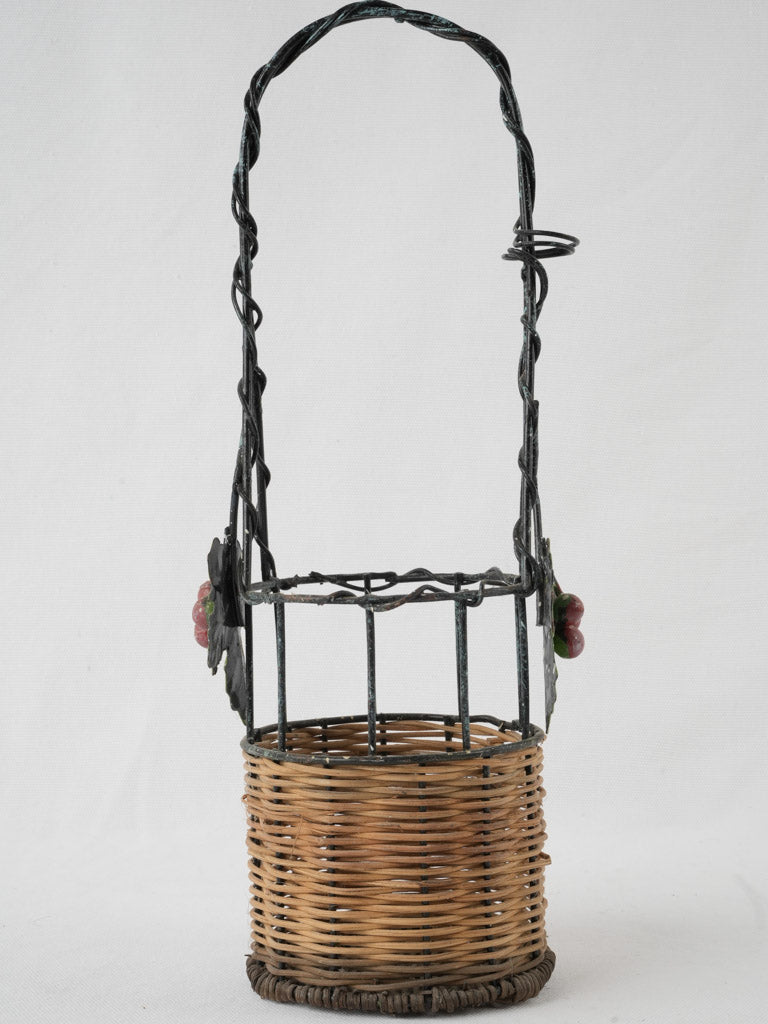Antique wire wine bottle caddy