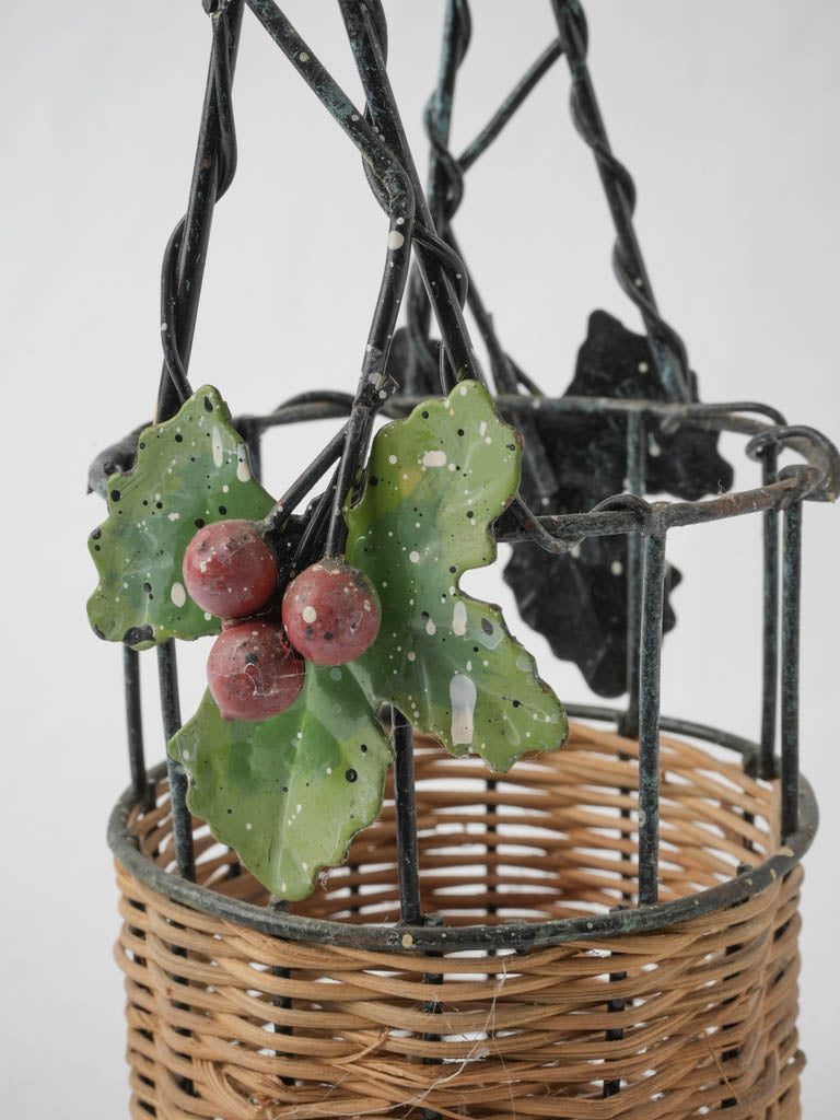 Vintage cherry wire wine carrier