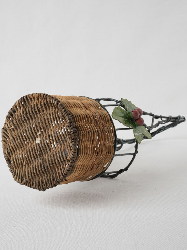 French cherry motif wine basket