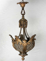 Italian chandelier - 1930s bronze w/ opaque beads 29¼" x 11¾"